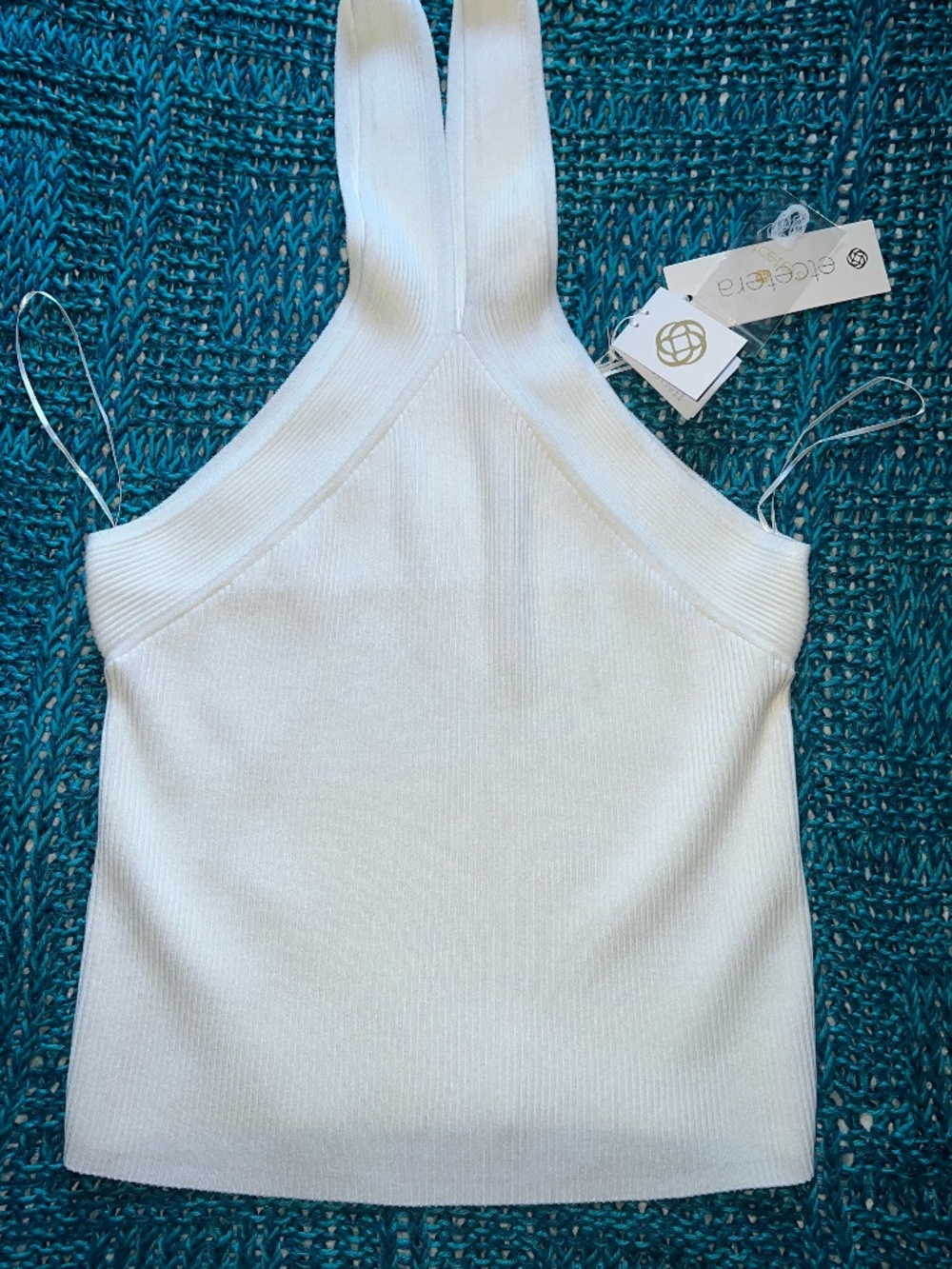 NWT Etcetera White /Ivory Ribbed Knit Tank Top Size XL